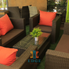 7-seater rattan sofa set with a coffee table