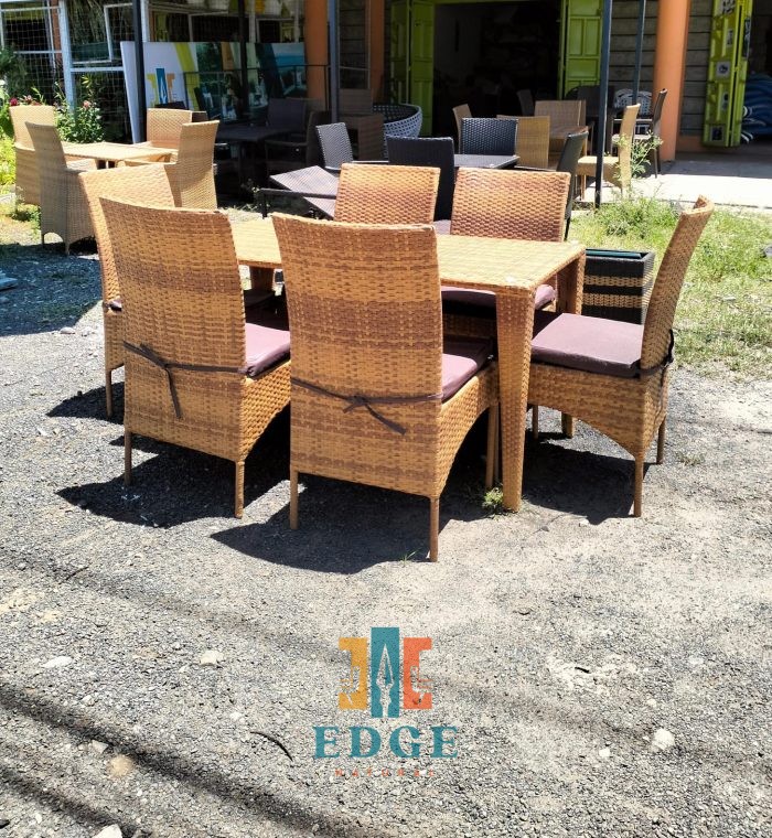 6-Seater Armless Rattan Dining Set