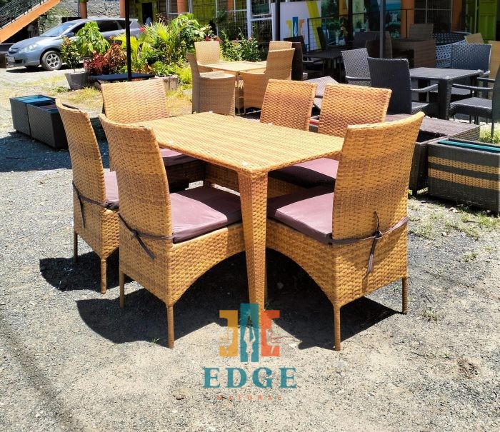 6-Seater Armless Rattan Dining Set - Image 3