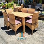 6-Seater Armless Rattan Dining Set