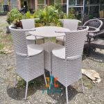 Round 4-Seater Rattan High Stool Set,